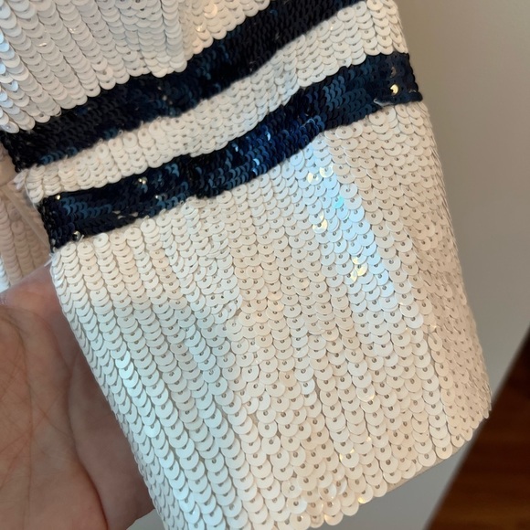 L’AGENCE White And Navy Sequin Blazer - Picture 11 of 16